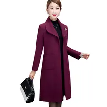 Элегантное женское Шерстяное Пальто зимнее длинное шерстяное пальто среднего возраста размера плюс толстая верхняя одежда теплая шерстяная куртка женская 5XL TY321