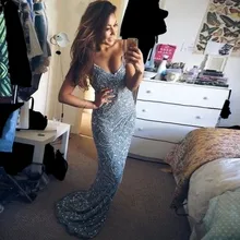 Горячая Распродажа платье знаменитостей дизайн без рукавов Длина до пола v-образный вырез Русалка вечернее платье, пикантное вечернее платье