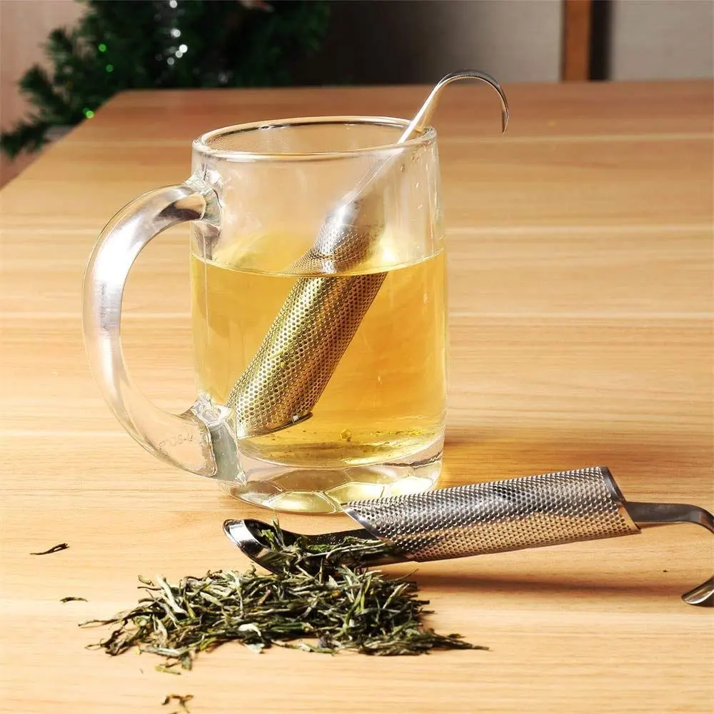 50pcs Tea Infusers Stainless Steel Tea Sticks Infuser Pipe Design Touch Feel Steel Stick Pipe