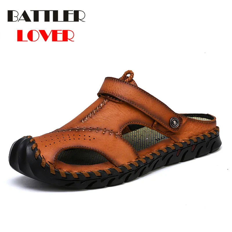 Men Casual Sandals Shoes Breathable Fashion Genuine Leather Summer Comfortable Shoes Men
