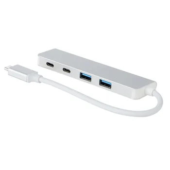 

4 in 1 Type C Hub Adapter USB-C to 2 Ports USB 3.0/Type C Extender Cable Convertor for MacBook Pro Windows Type C USB HUB
