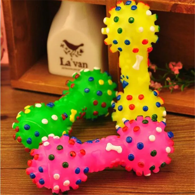 Dumbbell shaped design Lovely Pet Dog Puppy Cat Chews Toy Squeaker Sound Play Toys high quality ...