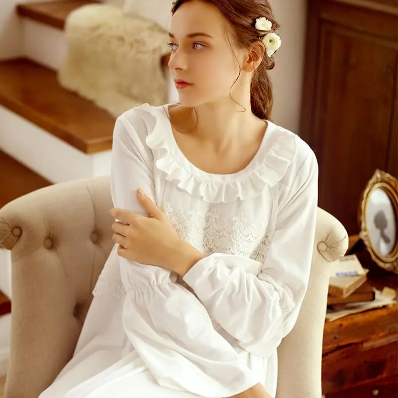 CFYH Autumn Winter Vintage Nightgowns O neck Ladies Princess White Sexy ...