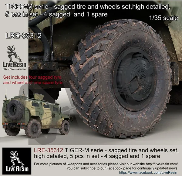 

[Scale Model Kit] Live Resin LRE-35312 1/35 TIGER-M serie - sagged tire and wheels set