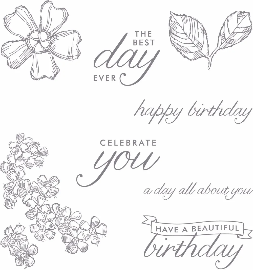 

Happy Birthday Flower Clear Stamps Scrapbook Paper Craft Clear stamp scrapbooking YZ1001