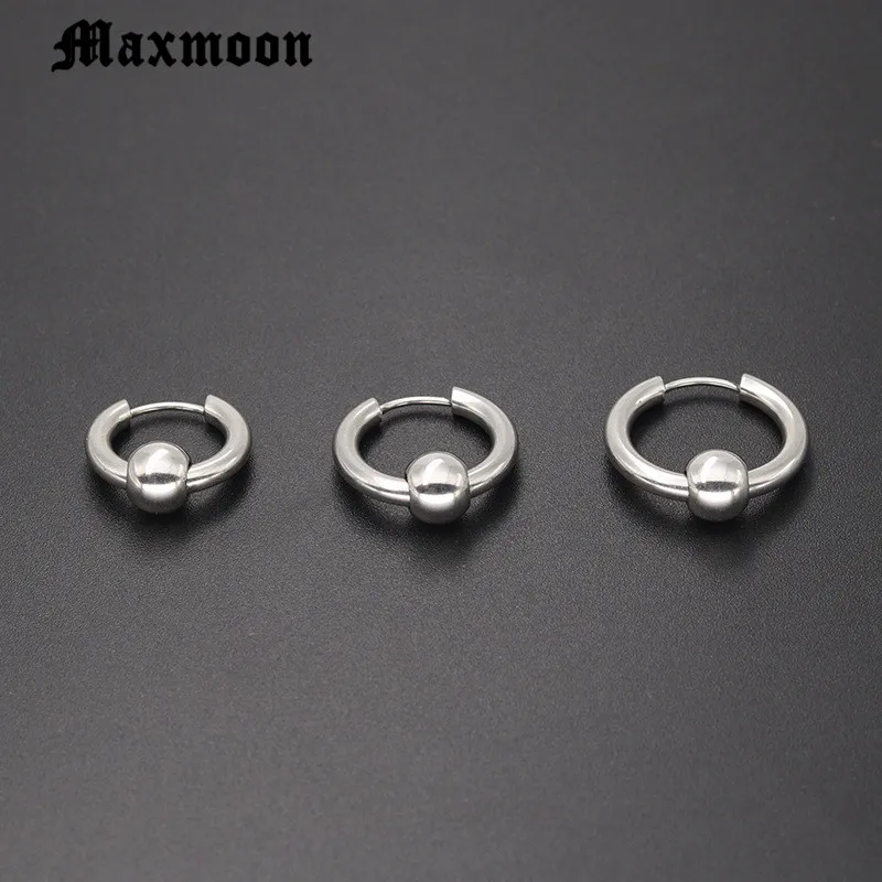 Круглые серьги из нержавеющей стали Maxmoon титановой мужские аксессуары для
