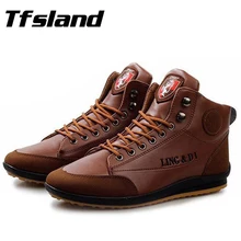 Tfsland/Мужская мягкая комбинированная Удобная прогулочная обувь из искусственной кожи мужские кроссовки мужские теплые ботинки Осень-Зима Большие размеры 39-44