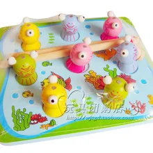 Дети 3D Магнитная дерево рыбалка игры Золотая Рыба Дети деревянная обучающая игрушка восемь Золотая рыбка блок игрушка в подарок