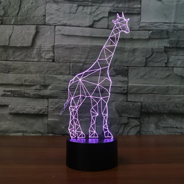 Прекрасный Giraff 3D лампа LED 7 цветов Изменение животного 3d Ночник детская комната свет USB/3 * AA Батарея настольная лампа для малыша игрушка в