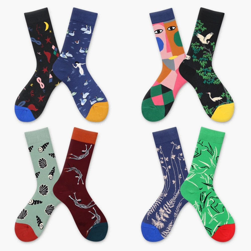 

Lovely Novelty Funny Art Socks Retro Art Renaissance Character Men Pattern/Starry Night/Animal Hosiery Cotton Harajuku Socks