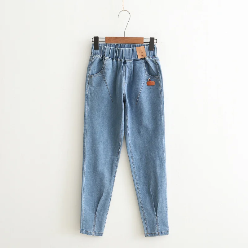 Labeling pocket Elastic waist washed leather standard