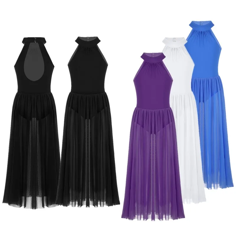 Kids Girls Sleeveless Ballet Leotard Girls Ballet Tutu Maxi Dance Dress for Celebration of Spirit Praise Lyrical Dance Costumes