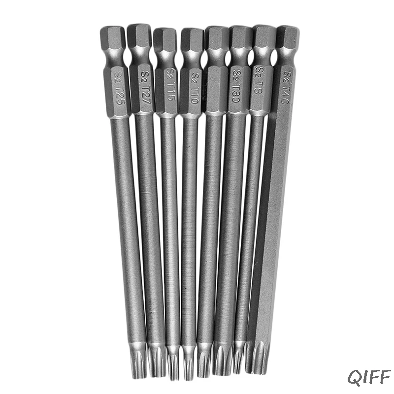 

8Pcs/Set T8-T40 100mm Magnetic Torx Screwdriver Bits 1/4" Hex Shank Mar28