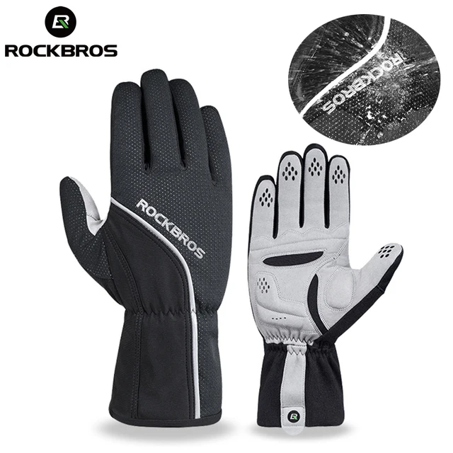 US $14.93 ROCKBROS Cycling Bike Bicycle Gloves Full Finger Windproof Thermal Anti-slip Pad Warm Motorcycle MT
