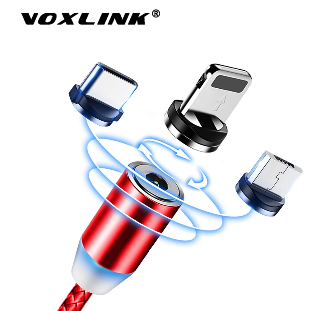 Магнитный USB кабель VOXLINK 3 в 1 для iPhone Xs 8 и usb type-C и Micro USB с нейлоновой оплеткой для samsung Xiaomi huawei USB C