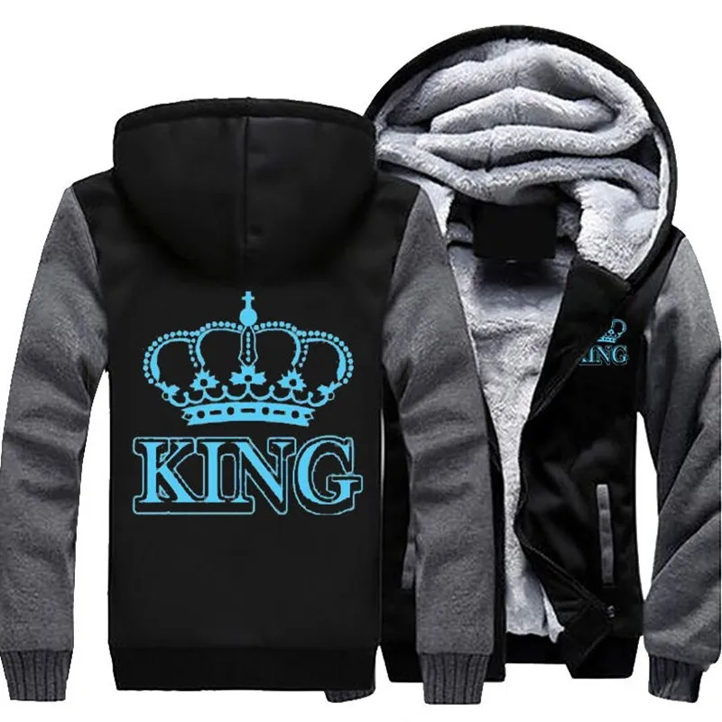 Dropshipping The QUEEN The KING Luminous Glowing Printed Winter Fleece