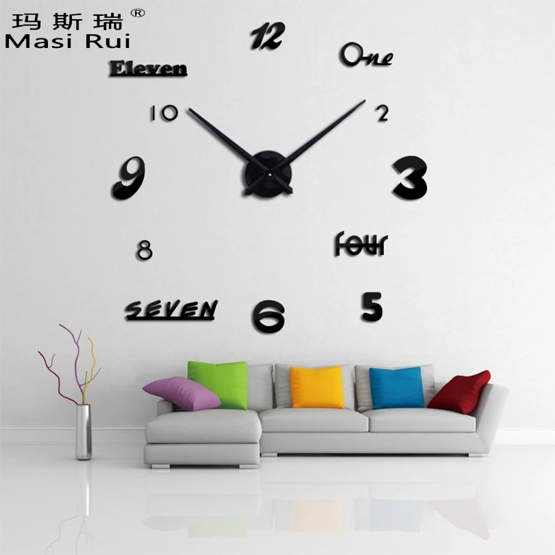 

Promotion 2017 wall clock quartz diy modern design needle acrylic wall watch sticker 3d big clocks living room free shipping