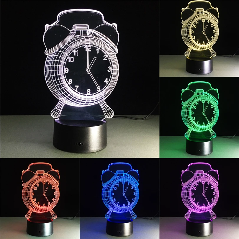 

Clock colorful 3D Visual Illusion Lamp Transparent Acrylic Night Light LED Lamp 7 Color Changing Touch Table Lamp Kids Lava Lamp