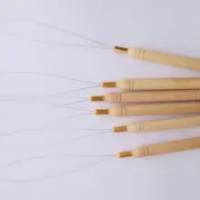 40 шт./партия деревянная рукоятка для натягивания иглы/петли иглы для наращивания волос, инструменты для наращивания волос