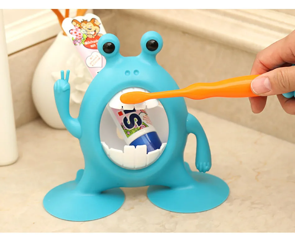 BAISPO мультфильм лягушка ванная комната держатель для зубной пасты и щетки настенное крепление Дети Рождество аксессуары для ванной набор шкаф для хранения