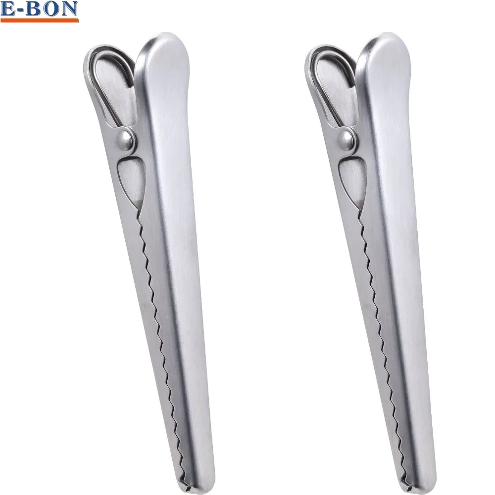 2pcs/lot Stainless Steel Alligator Bag Clips for Air Tight Seal Grip on