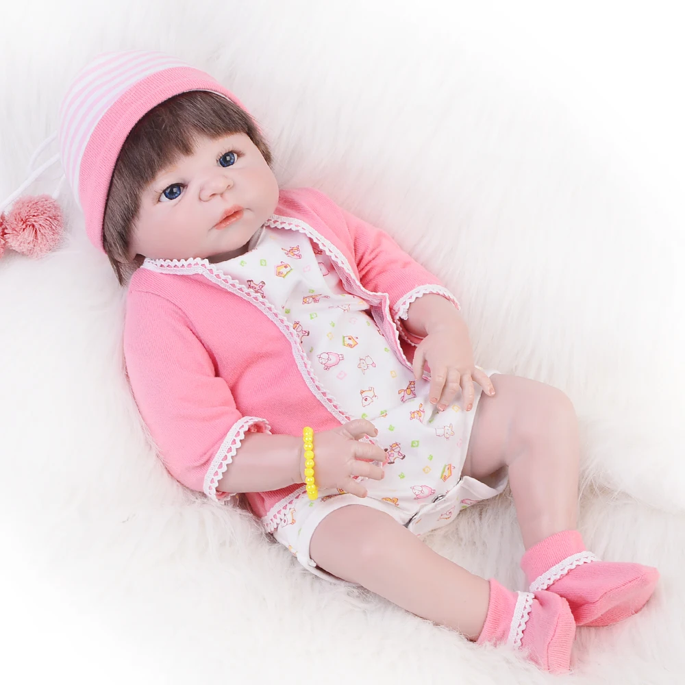 

New Arrival 23 Inch Realistic Reborn Doll Full Silicone Body Newborn Doll Lifelike Baby Dolls Reborn Boneca Kids Birthday Gifts