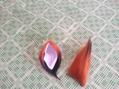 Темно-коричневый лисий хвост уши кошачий хвост Ухо Шпилька повязка для волос Косплей Реквизит на заказ - Цвет: Dark Brown Hairpins