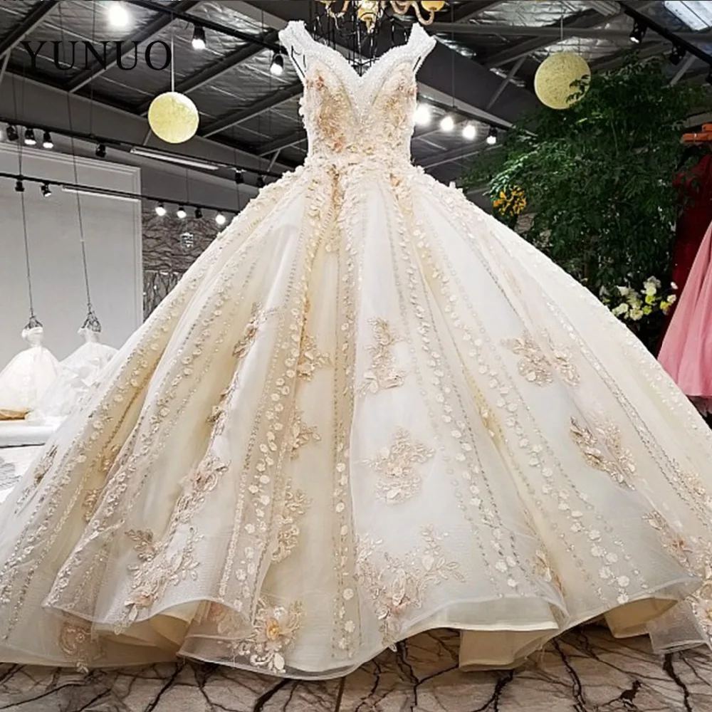 Новый дизайн, Vestido De Noiva, Бесплатная Доставка, свадебные платья трапециевидной формы с аппликацией и бисером, без рукавов, с цветами
