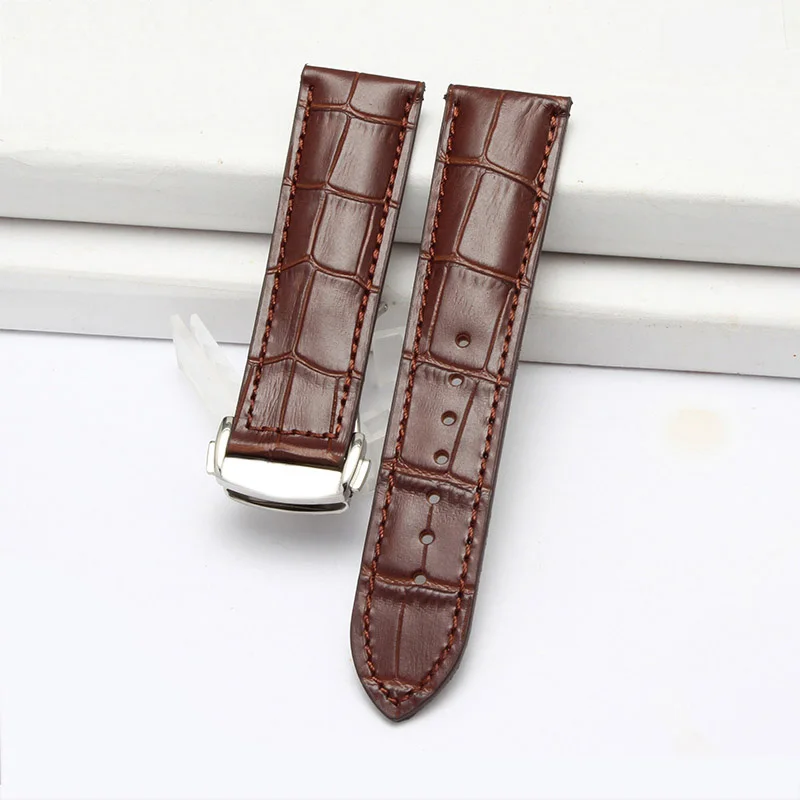 

Durable watch with black and brown folding buckle leather strap 19/20/21/22/23 mm male for Hamilton Citizen Amy