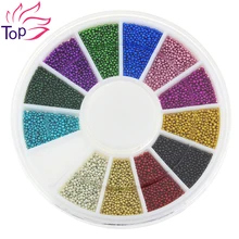 Top Nail 12 Color Steels Beads Studs For Nails Metal Caviar Design Wheel Charms 3D Decorations Nail Art Supplies ZP206
