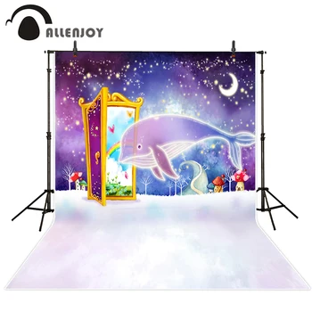 

Allenjoy background for photographic studio Cartoon fairy tale Whale Starry sky for original design backdrops customize