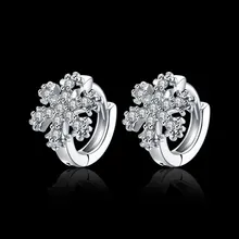 Серьги-гвоздики для женщин Снежинка серебро цветная серьга камень циркония ювелирные изделия для дам подарок украшения оптом