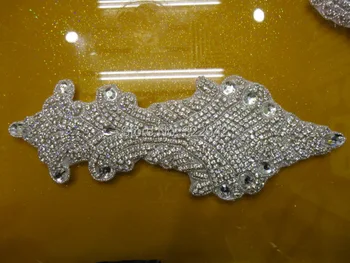 

Free shipping Bling Bridal bridal iron on rhinestone appliques embellishment patches for bridal sash and wedding dress