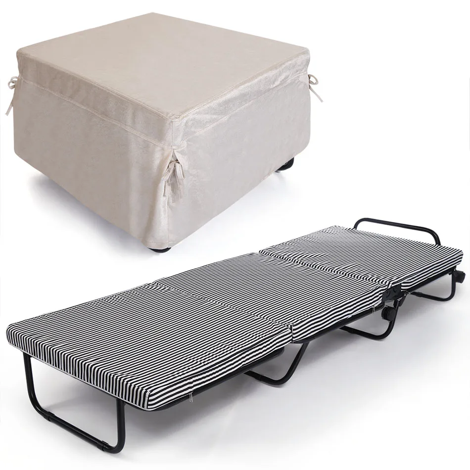 78 inch Portable Tri-Fold Foldable Metal Bed + Foam Mattress + 4 Wheels + Covers 78 inch Portable Tri-Fold Foldable Metal Bed + Foam Mattress + 4 Wheels + Covers