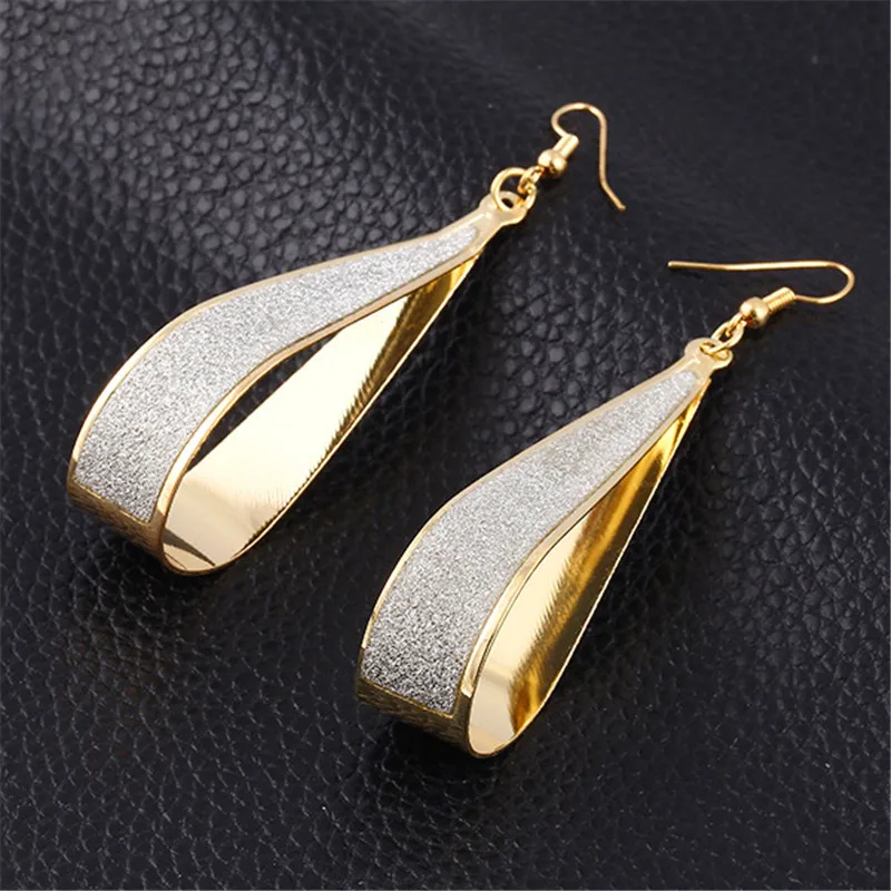 

fashion women jewelry party accessory Rock Punk matting Water droplet type alloy long Earrings gold silver ear studs Eardrop