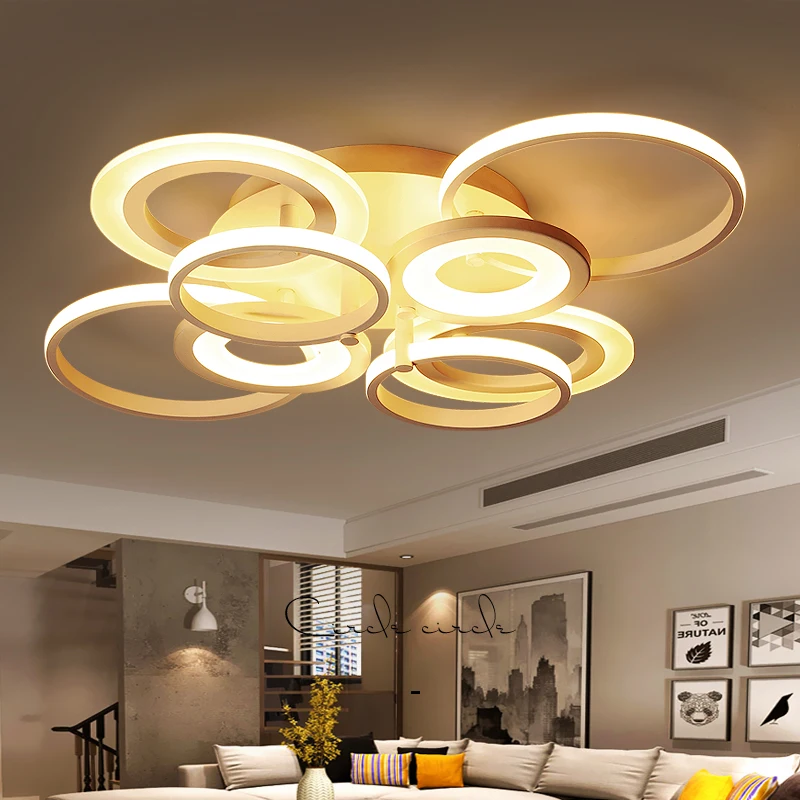

White Finish Modern Led Chandelier For Living Room Master Bedroom Home Deco Chandelier Fixtures