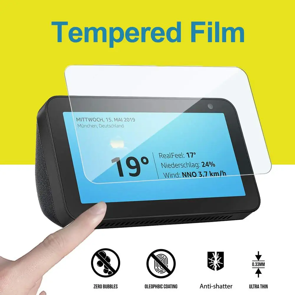 

3PCS Scratch Resistance Screen Protector For Amazon Echo Show 5 Strong Adhesive HD Tempered Glass Film
