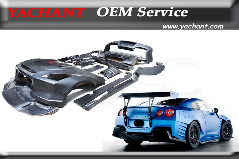 

Portion Carbon Fiber Whole Bodykits Fit For 2008-2015 Nissan R35 GTR CBA DBA BSP Style Body Kit Hood Bumper Fender Skirts Lip