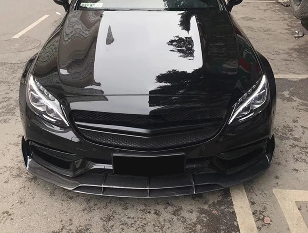 C Класс углеродного волокна передний бампер спойлер для Mercedes Benz W205 C63 AMG C180 C200 C260 15-17 стайлинга автомобилей