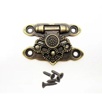 

12X Antique Brass Decorative Jewelry Gift Wooden Box Hasp Latch Hook With Screws 37mm X 25mm