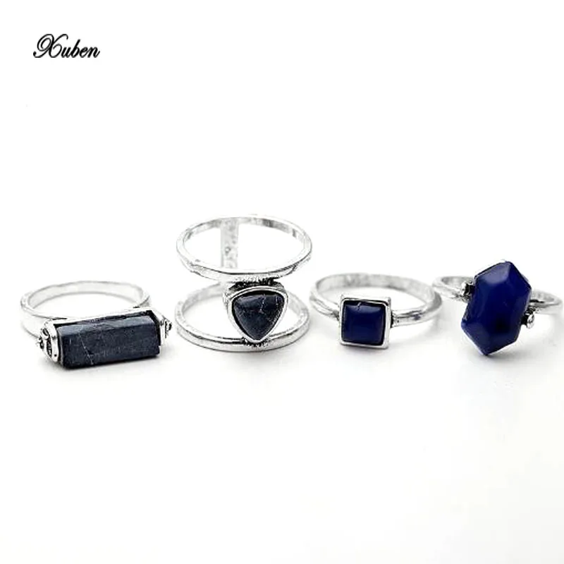 

Xuben 4pc retro ring set with women gift anel
