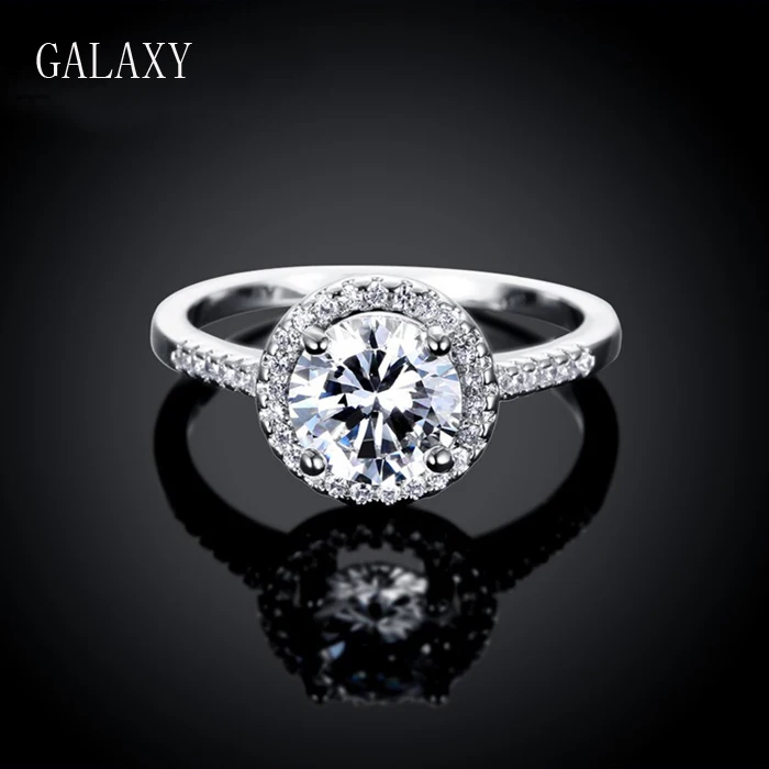 

YHAMNI Fashion Hearts and Arrows 2 Carat Round CZ Diamant Wedding Rings For Women New Trendy Cubic Zircon Engagement Ring YH547
