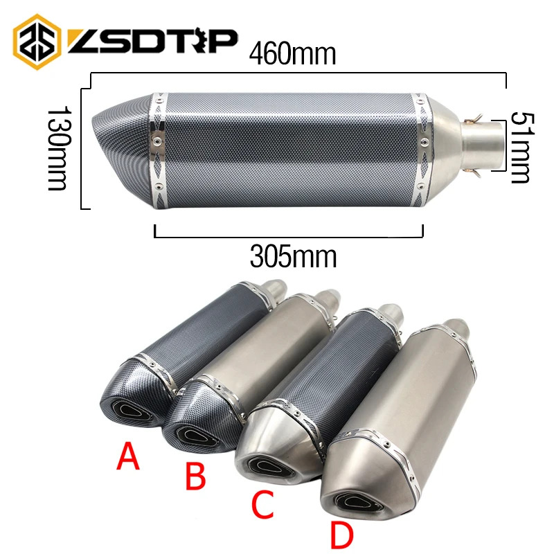 Buy ZSDTRP Motorcycle parts Exhaust Universal 51mm