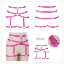 Ярко-розовый Strappy Женская портупея нижнее белье ажурные сексуальный ремень панк готический чулки с подтяжками эластичный Регулировка Клубная одежда