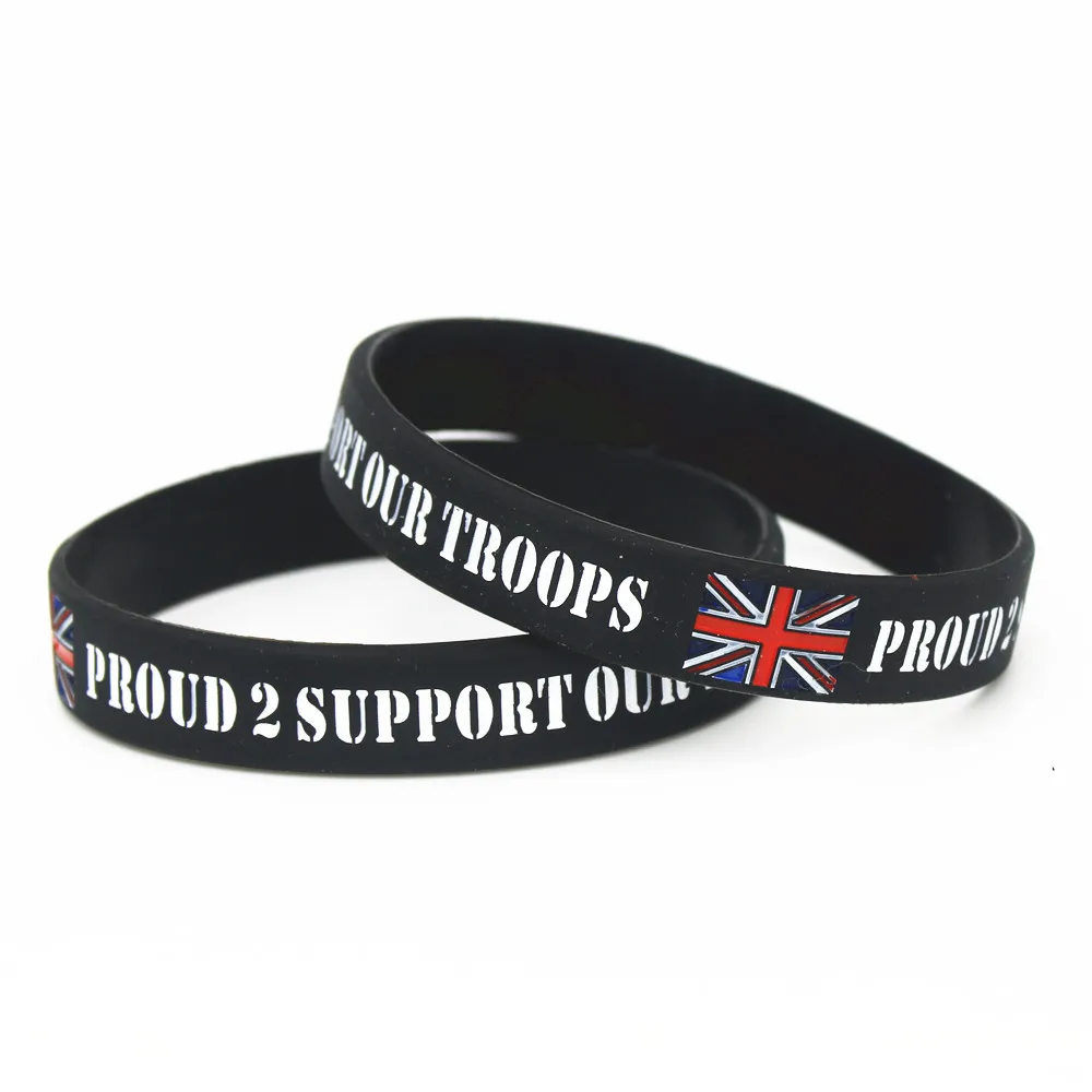50PCS Proud 2 Support Our Troops Silicone Wristbands THE Britain A.B.F Soldiers Charity UK Silicone Bracelets &Bangles SH188