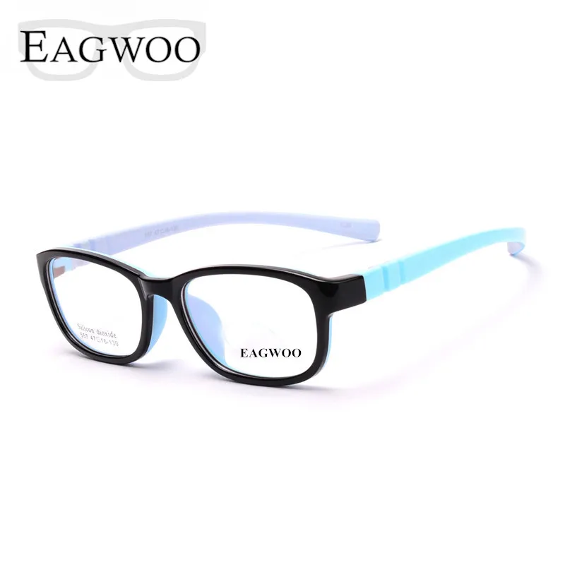 

EAGWOO Silicon Soft Eyeglasses Children Optical Frame Plain Knock Down Optical Frame Boy Girl Sepectacle Clear Spectacle 1557