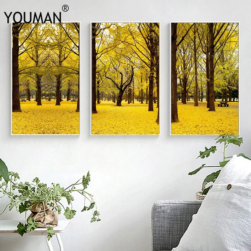 

Nordic Modern Canvas Painting Small Fresh Autumn Trees Art Poster Print Art Wall Picture Living Children's Room Frameless Poster