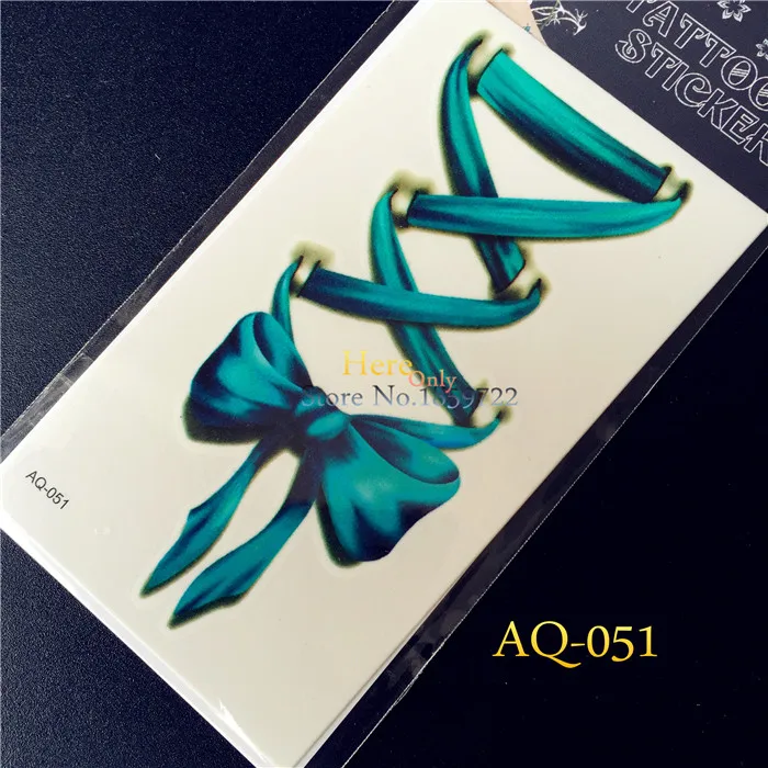 

hot Nice 3D Body Art Sleeve Arm Hand Stickers Waterproof Temporary Tattoo AQ-051 colored Bowknot Bows design fake Glitter tattoo