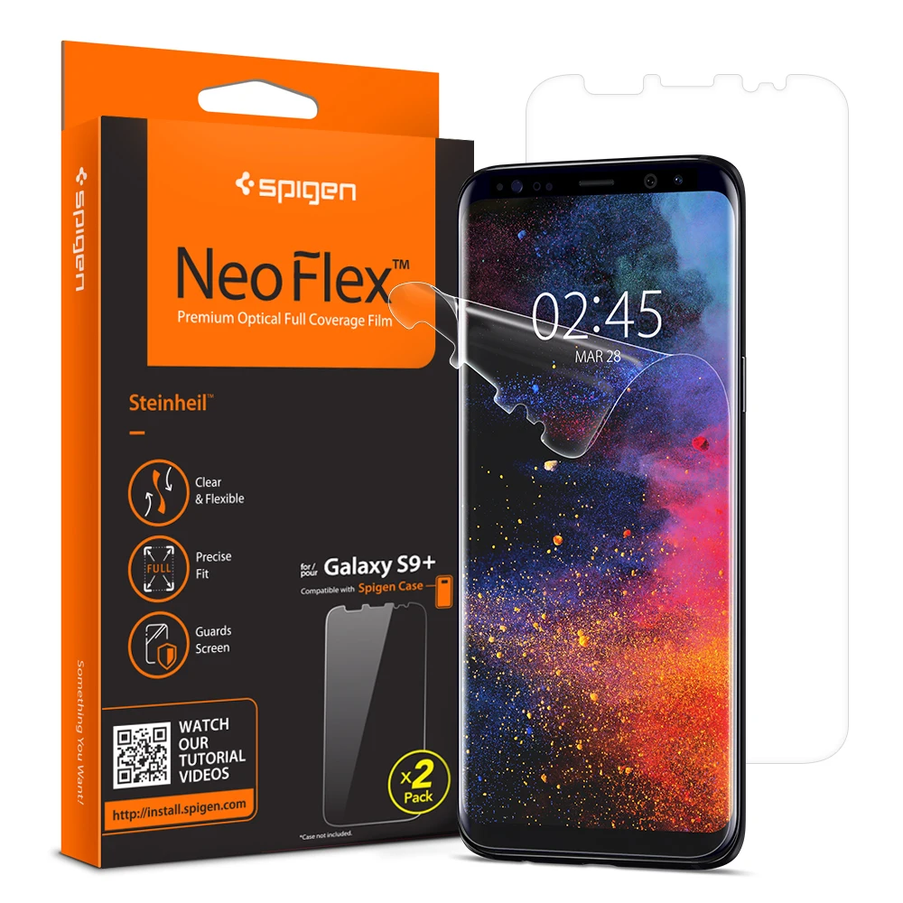 100% Оригинальный протектор экрана SPIGEN NeoFlex для Samsung Galaxy S9 Plus (S9 +)|Защитные стёкла и