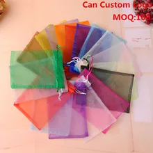 7x9 cm Смешанные Цвет подарок с ювелирными изделиями и органзой пакеты фестиваль подарочные мешки яркие сумочки для вечеринки изготовленный на заказ логос напечатал 100 шт./лот